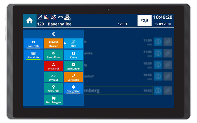 Beispielhafte Darstellung von IVU.cockpit auf einem Android-Tablet